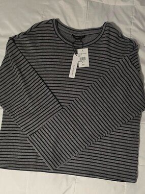 Sanctuary Striped Long Sleeve Top Gray Black XL NWT